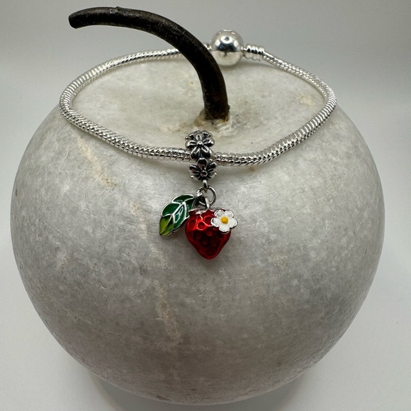 Genuine Silver Plated Strawberry Fruit Charm - Picture 3 of 7